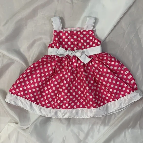 Youngland Baby Pink White Polka Dot Dress 24 Mo EUC - Picture 3 of 8